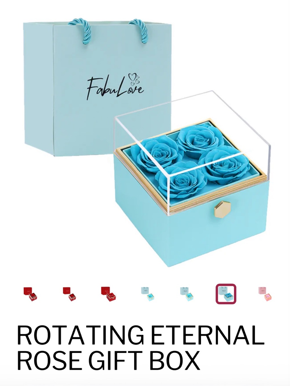 FabuLove Turquoise Eternal Rose Gift Box